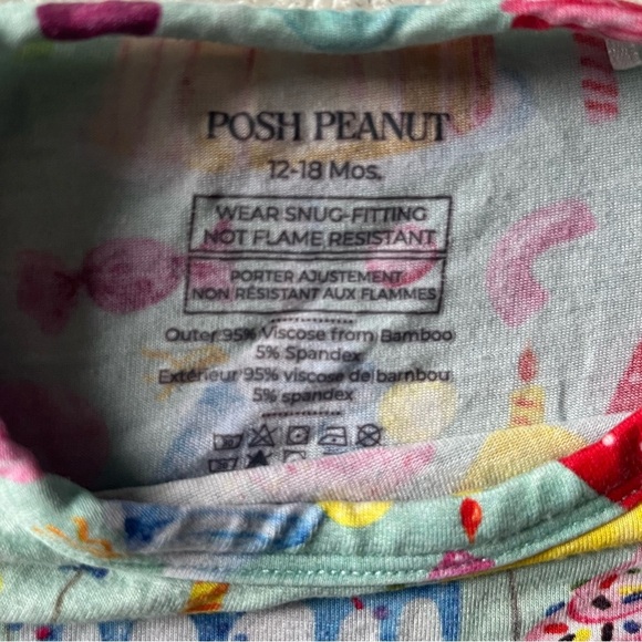 Posh Peanut “Happy Birthday” party bamboo pajama set, cake macarons sz 12-18 mos - Picture 3 of 4